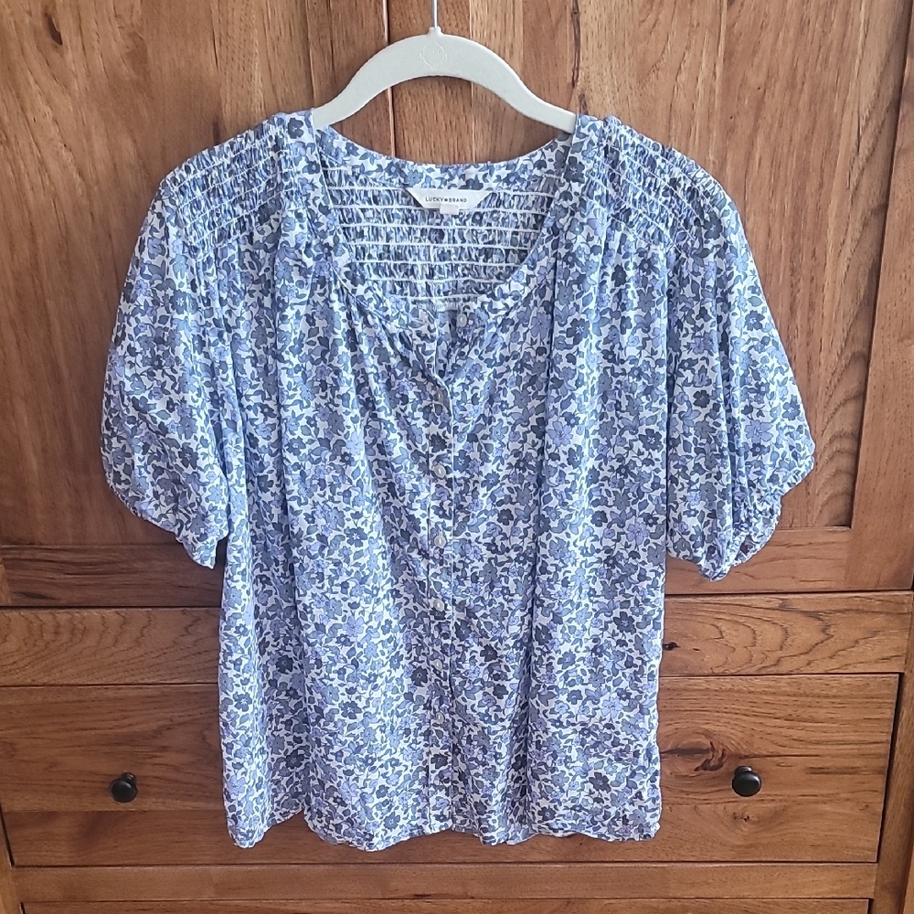 Floral Blue Women's Top 100% Cotton